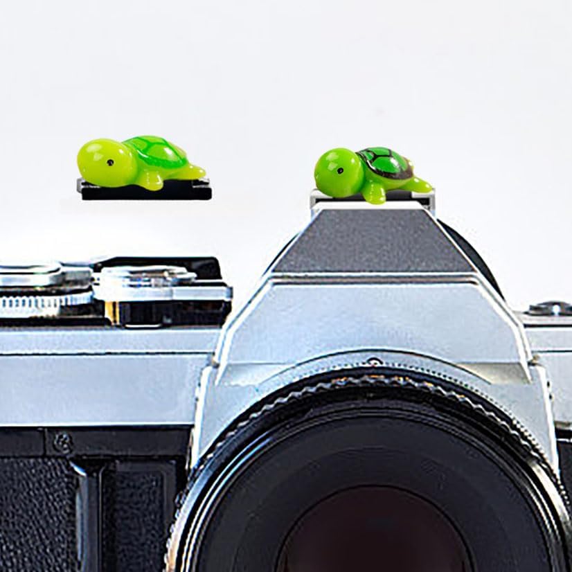 MENGSOOD cute tortoise camera hot shoe cover front view on mirrorless camera body