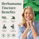 Side angle view of the four fluid ounce Herbamama cognitive wellness tincture
