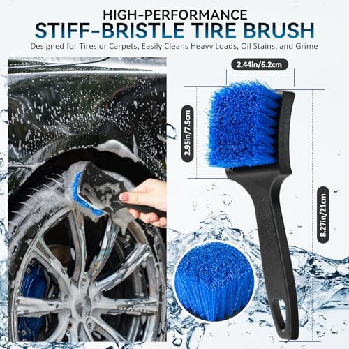 Natural boar bristle detail brush for cleaning lug nuts and tight crevices