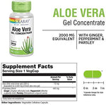 Solaray Aloe Vera 2000 mg equivalent capsules showing the clear herbal blend directions