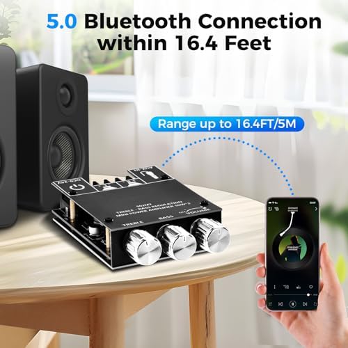 Side profile of the Daakro Bluetooth 5.0 wireless speaker board showing physical volume knobs.