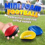 Close up view of the five inch small toy football demonstrating the unique spiral groove texture for easy grip.