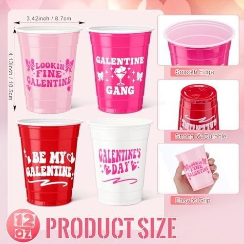 Stack of pink and red Vesici Galentines Day cups