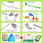Scwdau kids golf set including putting mat and cornhole board