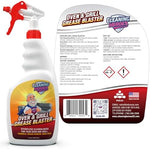 Cleaning Heroes BBQ cleaner spray being applied to greasy stove burners