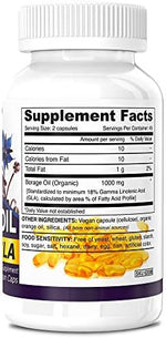 Cold pressed unrefined vegan borage oil 90 capsules packaging details