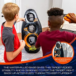 Nerf blaster compatible inflatable sports target inflated for indoor active play.
