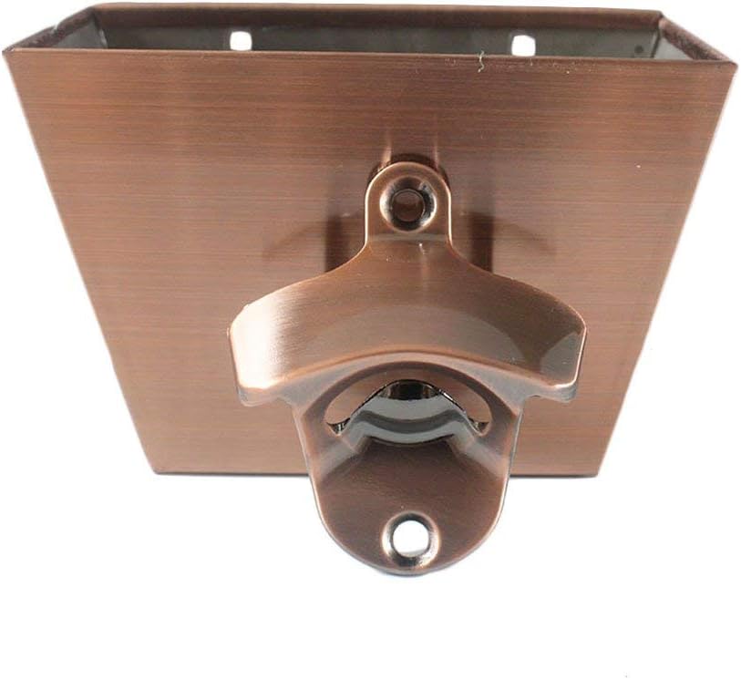 Luwanburg wall mounted bottle opener front view with cap catcher