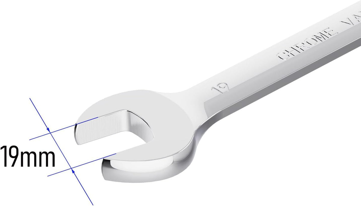 FOCMKEAS chrome vanadium steel wrench open end view