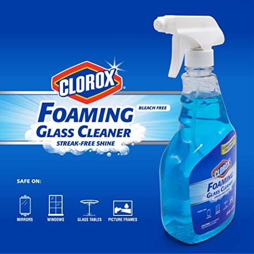Clorox foaming glass cleaner trigger spray for household smudge and fingerprint removal.