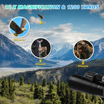 OEXLUFORD 80X100 adult zoom monocular with universal smartphone holder attached to a mobile phone.