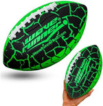 Close up view of the double-laced stitching and Sure-Grip textured surface on Wave Runner football.