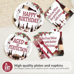 Burgundy wine theme napkins and disposable forks