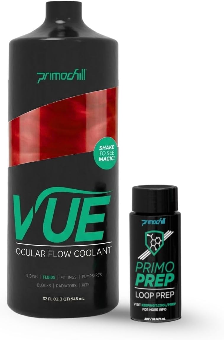 PrimoChill Vue Crimson watercooling coolant bottle front view