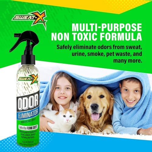 Back label of Sweat X Sport Extreme Odor Spray with usage instructions and ingredients