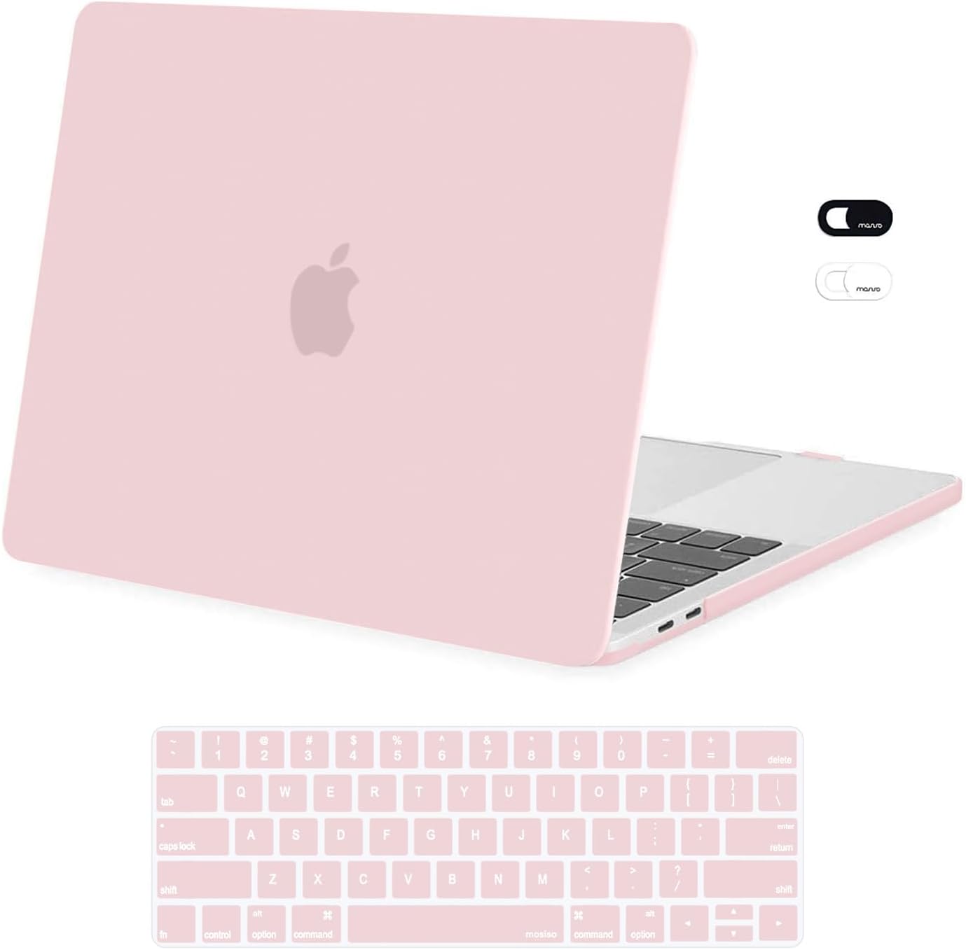 MOSISO MacBook Pro 13 inch hard shell case rose quartz matte front view