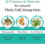 Dista-USA Superfood MD hair health product close up emphasizing scalp coverage and hormone balancing superfoods