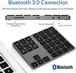JOYEKY 34 keys external number pad top angle focus highlighting the dedicated shortcut keys and mathematical operators