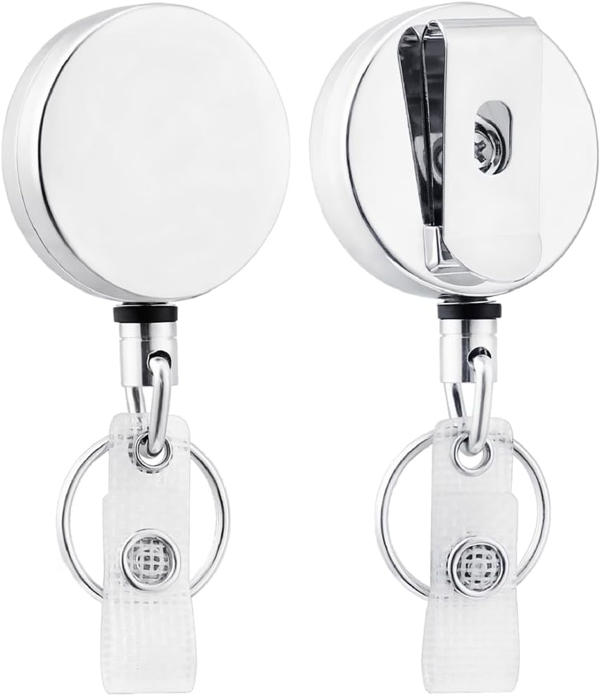 Will Well 2 Pack Retractable Keychain - Metal Badge Reel - Square - Black - Image 8