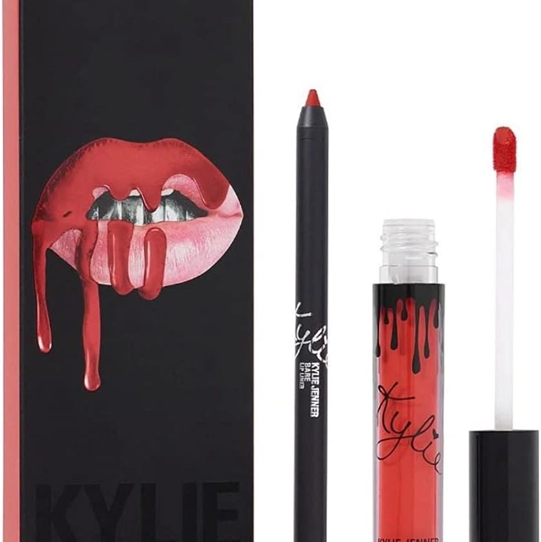KYLIE Matte Lip Kit Boss featuring soft cherry red liquid lipstick and matching lip liner pencil