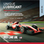 Close up of the technical details on Red Line Shockproof lubricant packaging