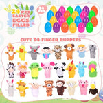 Toddler playing with soft velvet cloth cartoon animal finger puppets from YEAHBEER pack