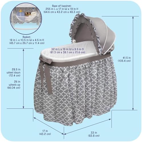 Badger Basket brand nursery furniture with locking caster wheels and mesh storage area