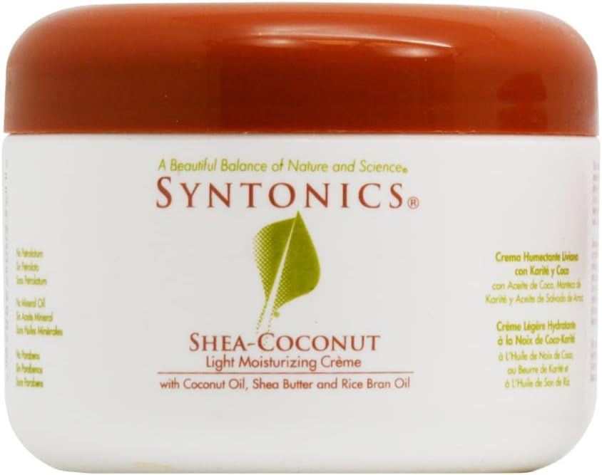 Syntonics Shea-Coconut Light Moisturizing Creme 8 Fluid Ounces jar front view daily hair treatment