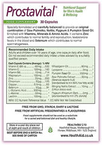Imported HealthAid Prostavital capsules dietary supplement bottle for men's urinary wellness