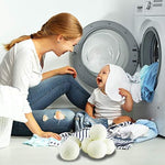 Reusable wool laundry balls showing premium texture and size