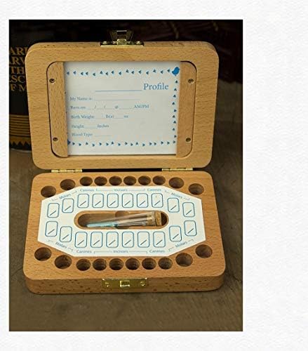 Wooden baby tooth organizer with metal buckle closure