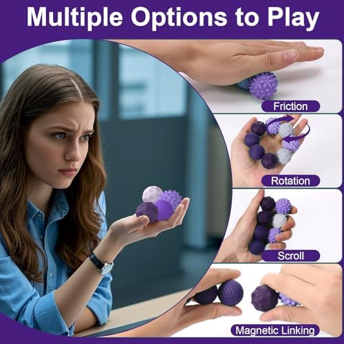 BUSOHA pocket sized magnetic tactile spheres showing the four unique surface textures up close.