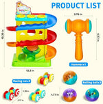 Complete luxury set components including launcher, hammer, three cars, and three light up balls.