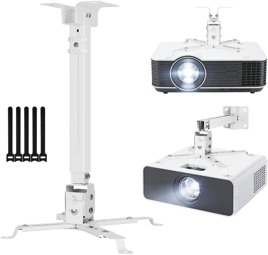Vphom universal projector mount white ceiling installation front view