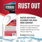 Rust Out powder formulation for removing iron buildup from resin beds.
