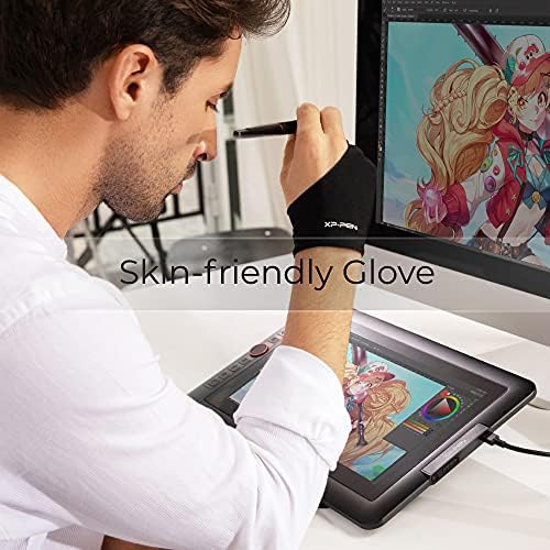 Ambidextrous XPPen graphics tablet glove demonstrating fit for both left and right hands