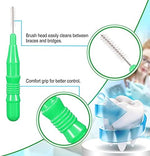 Individually wrapped Patelai interdental brushes demonstrating travel friendly portable packaging