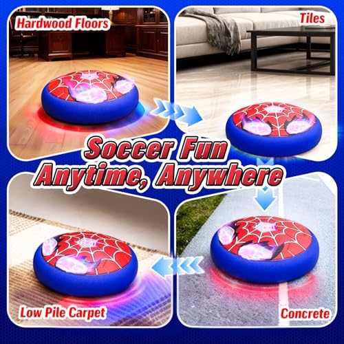 Fzlirou hover soccer disc sliding smoothly across a polished wooden living room floor