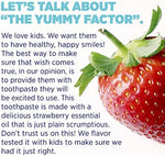 Lumineux Kids Strawberry Toothpaste tube showing fluoride free and SLS free labels