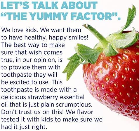 Lumineux Kids Strawberry Toothpaste tube showing fluoride free and SLS free labels