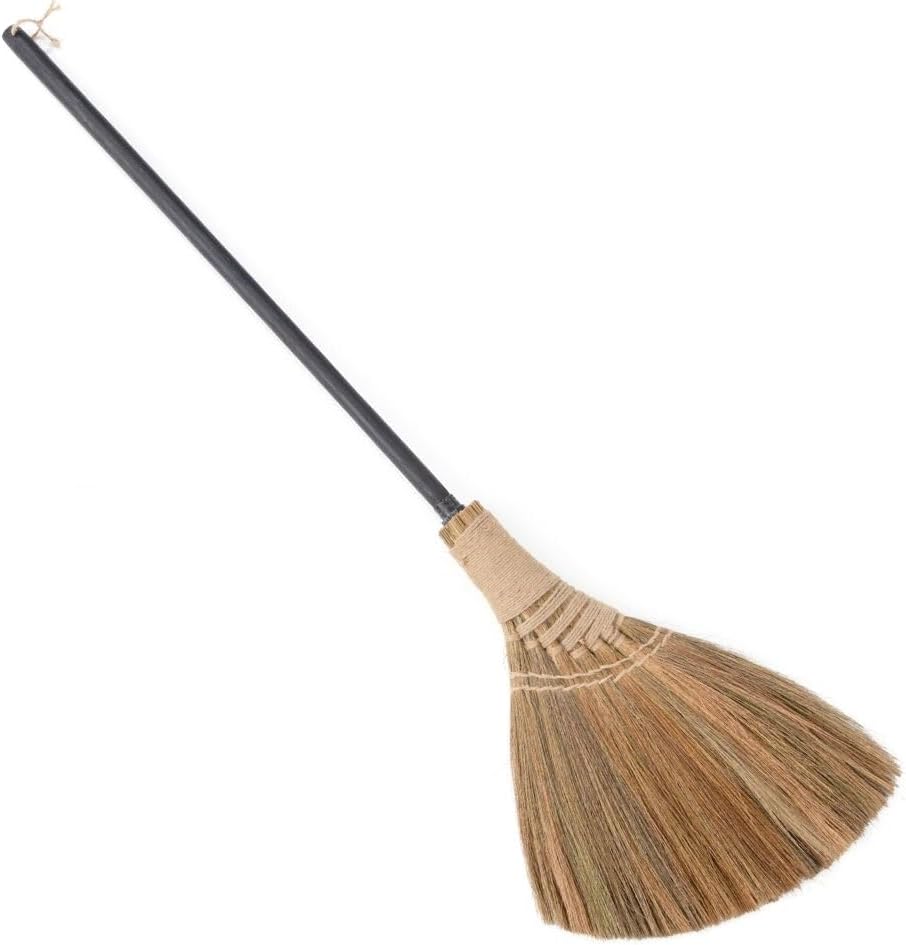 BMart Home Natural Whisk Broom front view handcrafted straw bristles.