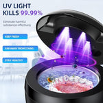 UV-C sterilization light illuminating inside the portable dental pod