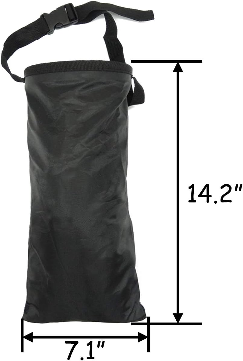 TIHOOD detachable garbage bag showing adjustable strap and buckle mounting