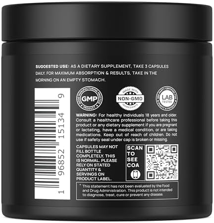 Back label of Terra Elmnt Glutathione supplement showing dosage instructions