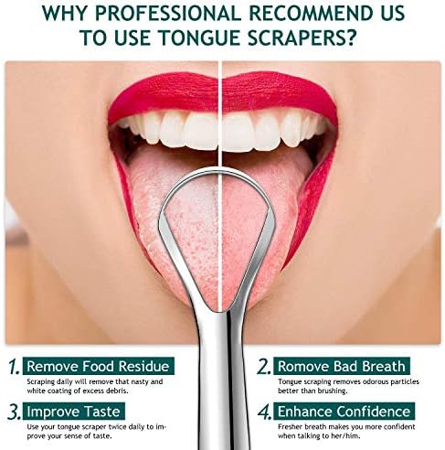 Easkep medical grade metal tongue scraper for oral care