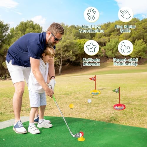 Liberry kids golf set accessories including holes and flags