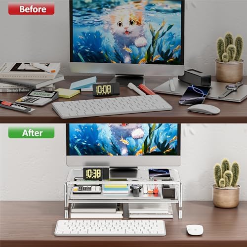 Egchi premium acrylic laptop stand elevating a notebook computer for improved ergonomic viewing angle