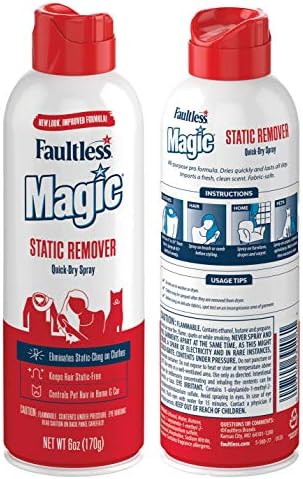 Faultless Magic Static Remover 6 ounce aerosol cans for clothing cling.