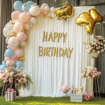 Wokceer photography background curtain pooling smoothly onto the floor for an elegant party aesthetic