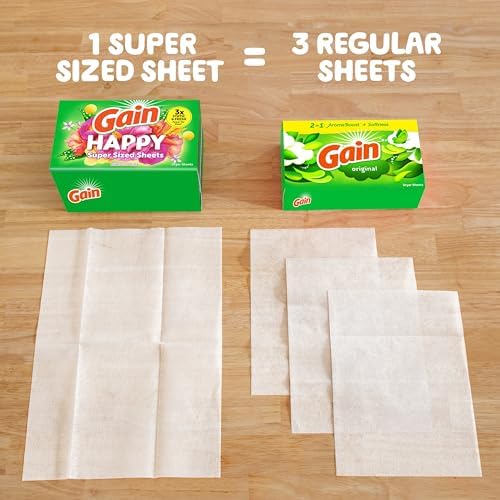 USA imported Gain dryer sheets packaging side panel information